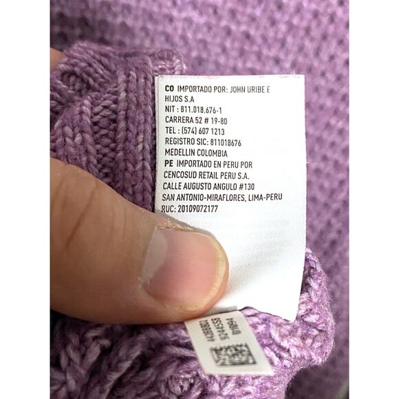 American Eagle Purple Oversized Mock Neck Sweater Womens M Open Knit Cozy Boho - Picture 7 of 7